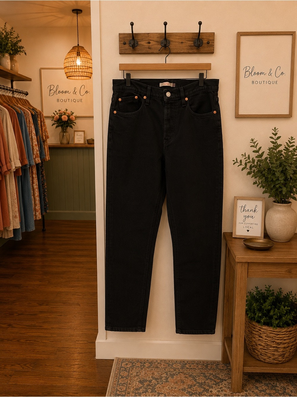 Levi’s Wedgie Straight Jeans Women’s 28 Black High Rise Button Fly
